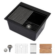 21 inch Matte Black Drop In Laundry Sink Workstation,Granite Composite Above Counter Laundry Room Ut