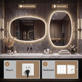 30 in. W x 40 in. H Oval Mirror Frameless UL Certified LED Anti‑Fog Tempered Glass Wall‑Mount Bathro