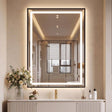 30 in. W x 40 in. H Rectangle Framed Matte Black Wall LED Mirror Anti-Fog Touch Dimmer with Memory