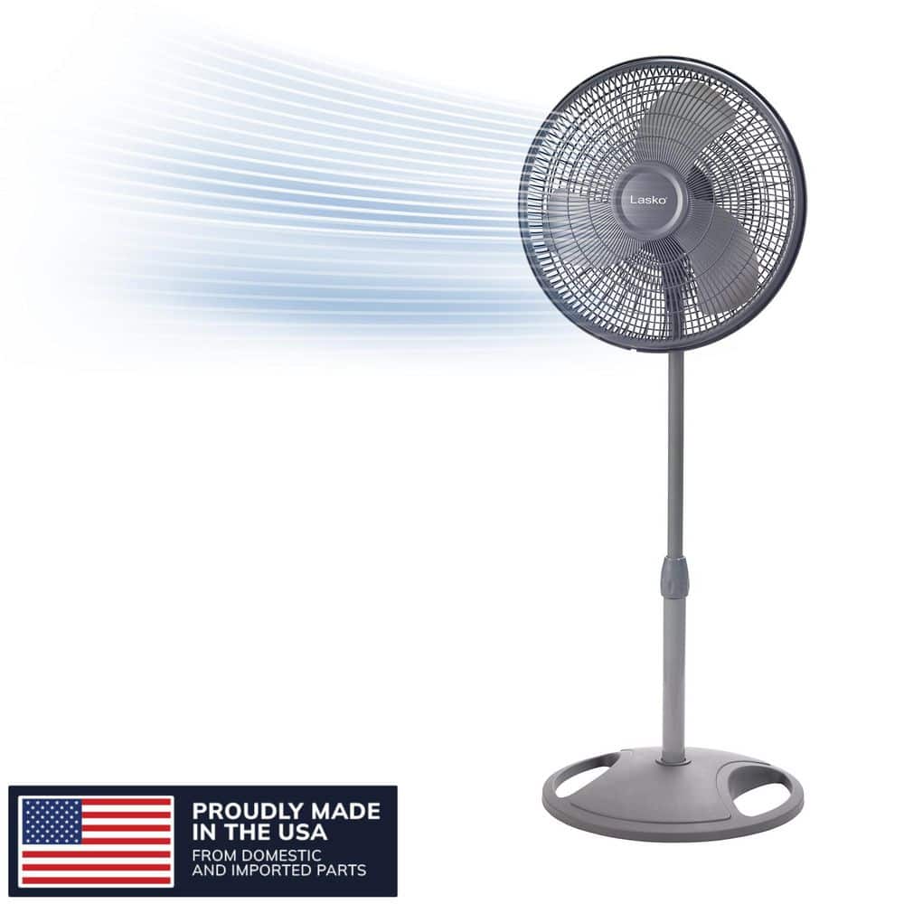 16 in. 3-Speed Oscillating Pedestal Fan for Home in Gray with Adjustable Height, Tilt Back Head and 