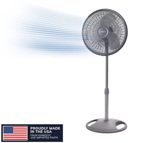 16 in. 3-Speed Oscillating Pedestal Fan for Home in Gray with Adjustable Height, Tilt Back Head and 