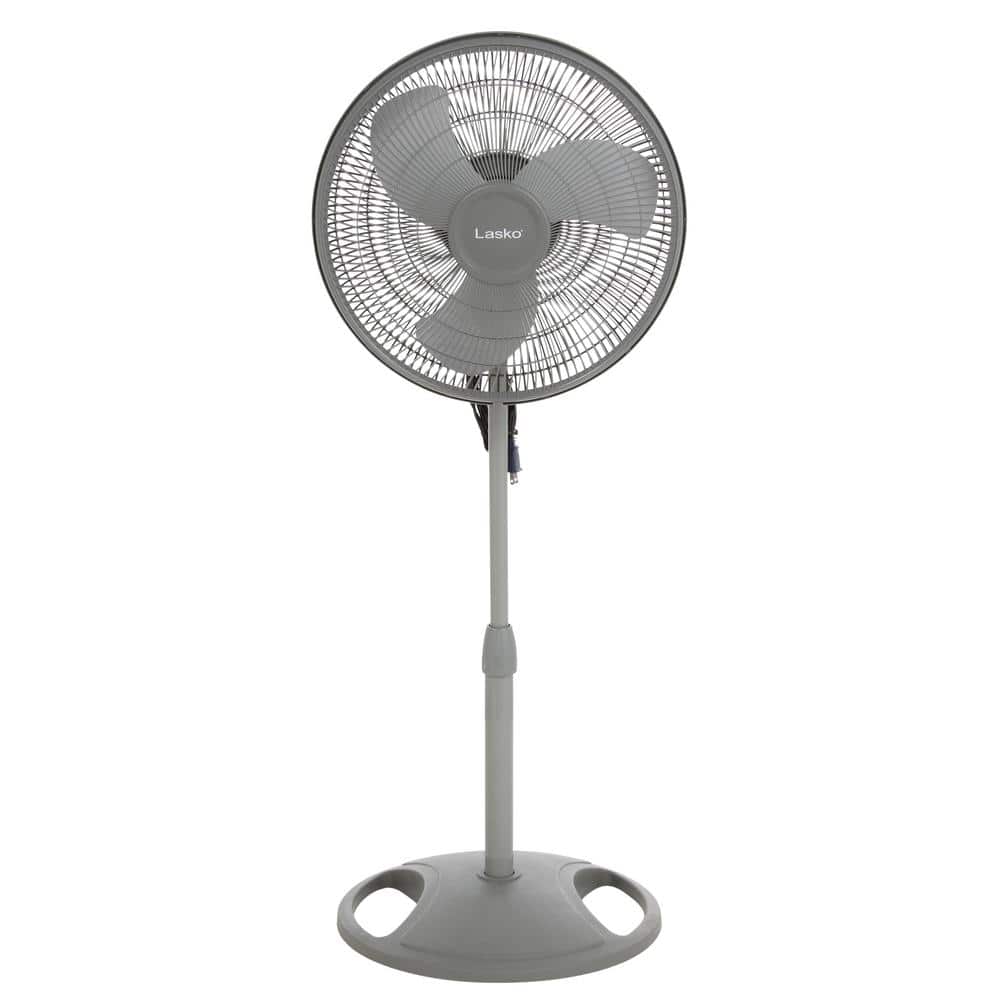 16 in. 3-Speed Oscillating Pedestal Fan for Home in Gray with Adjustable Height, Tilt Back Head and 