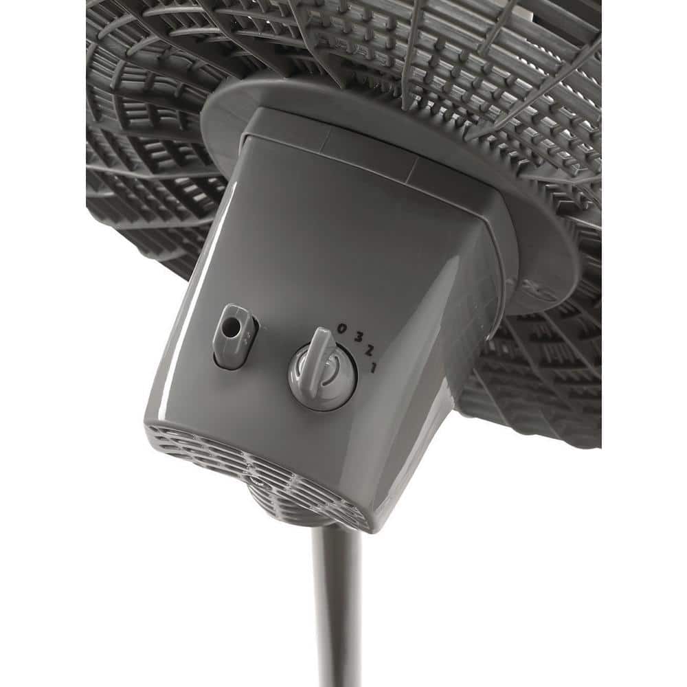 16 in. 3-Speed Oscillating Pedestal Fan for Home in Gray with Adjustable Height, Tilt Back Head and 