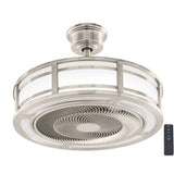 Brette III 23 in. Integrated LED Indoor/Outdoor Brushed Nickel Ceiling Fan with Light and Remote