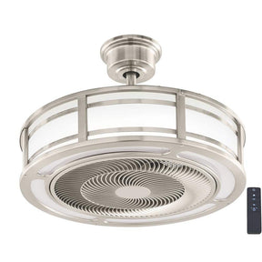 Brette III 23 in. Integrated LED Indoor/Outdoor Brushed Nickel Ceiling Fan with Light and Remote