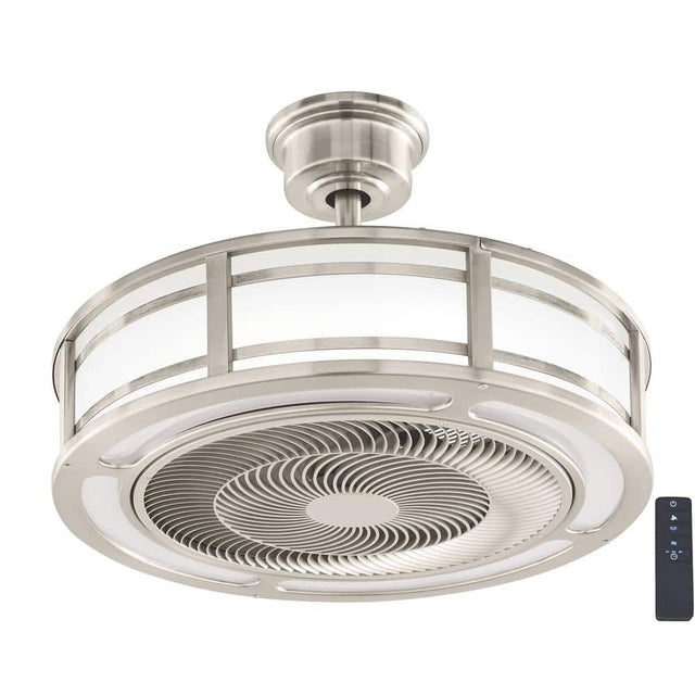 Brette III 23 in. Integrated LED Indoor/Outdoor Brushed Nickel Ceiling Fan with Light and Remote