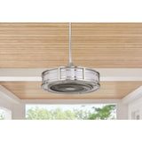 Brette III 23 in. Integrated LED Indoor/Outdoor Brushed Nickel Ceiling Fan with Light and Remote
