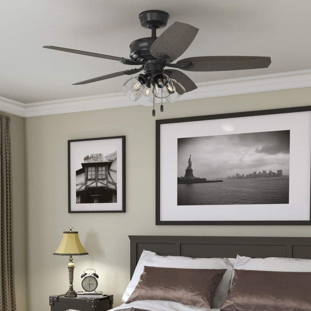 Channing 52 in. Hunter Express Matte Black Ceiling Fan with - main