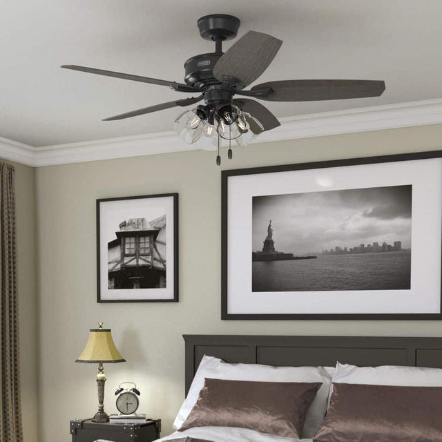 Channing 52 in. Hunter Express Matte Black Ceiling Fan with - main
