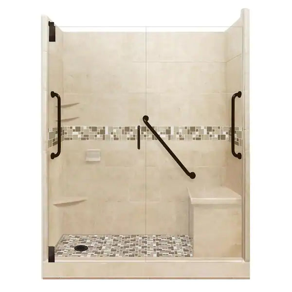 Tuscany Freedom Grand Hinged 32 in. x 60 in. x 80 in. Left Drain Alcove Shower kit in Brown Sugar Without Walls