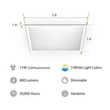 1 ft. x 1 ft. 11-Watt Dimmable White Integrated LED 800 Lumens Flat Panel Flush Mount Ceiling Light