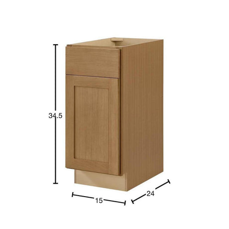 Avondale 15 in. W x 24 in. D x 34.5 in. H Ready to Assemble Plywood Shaker Base Kitchen Cabinet in White Oak