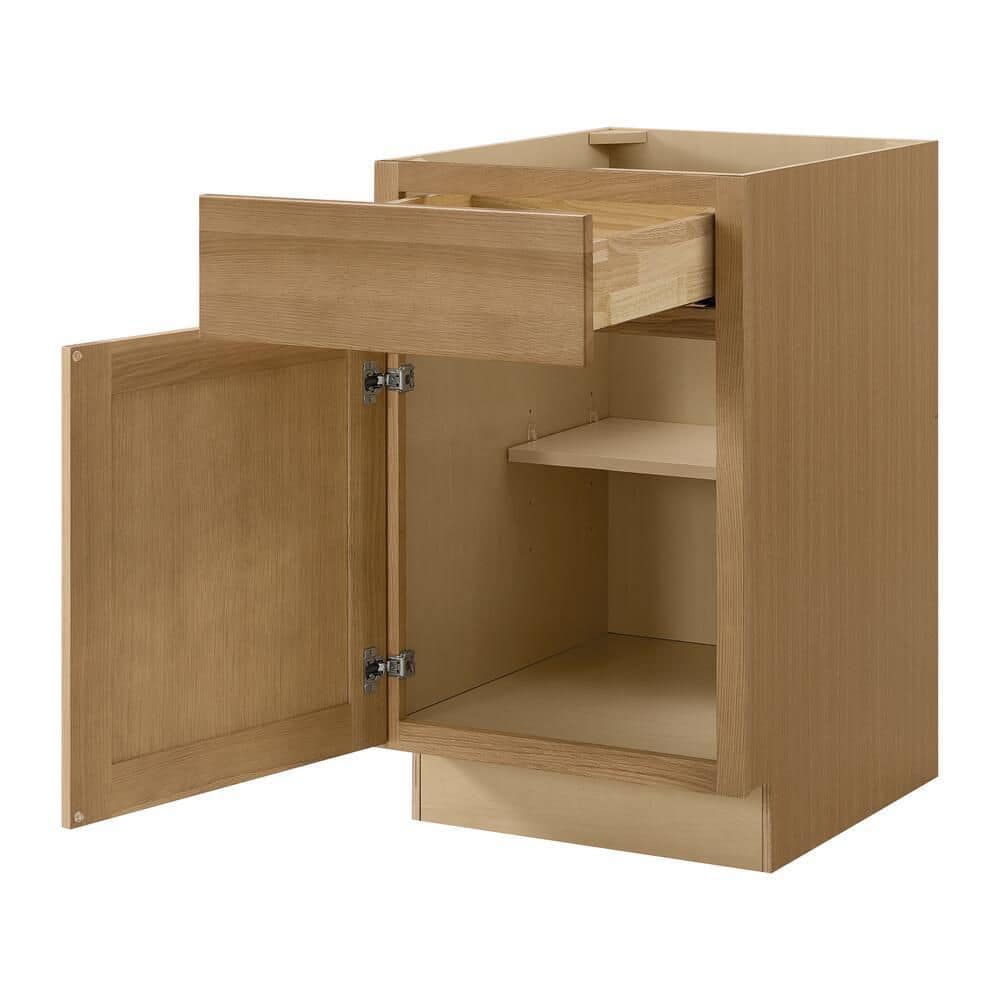 Avondale 21 in. W x 24 in. D x 34.5 in. H Ready to Assemble Plywood Shaker Base Kitchen Cabinet in White Oak