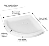 Ovation Curve 36 in. L x 36 in. W Corner Shower Pan Base with Center Drain in Arctic White