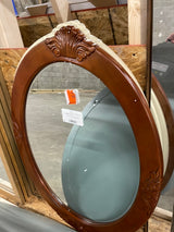 30” x 38” Framed Oval Beveled Edge Bathroom Vanity Mirror in Cherry