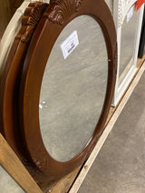 30 in. W x 38 in. H Framed Round Beveled Edge Bathroom Vanity Mirror in cherry