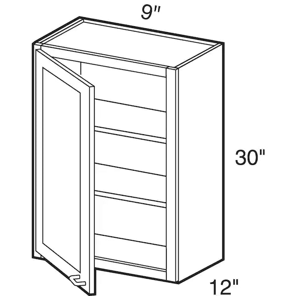 Richmond Vesuvius Gray Plywood Shaker Stock Ready to Assemble Wall Kitchen Cabinet with 1 door (9 in.x30 in. x12 in.)