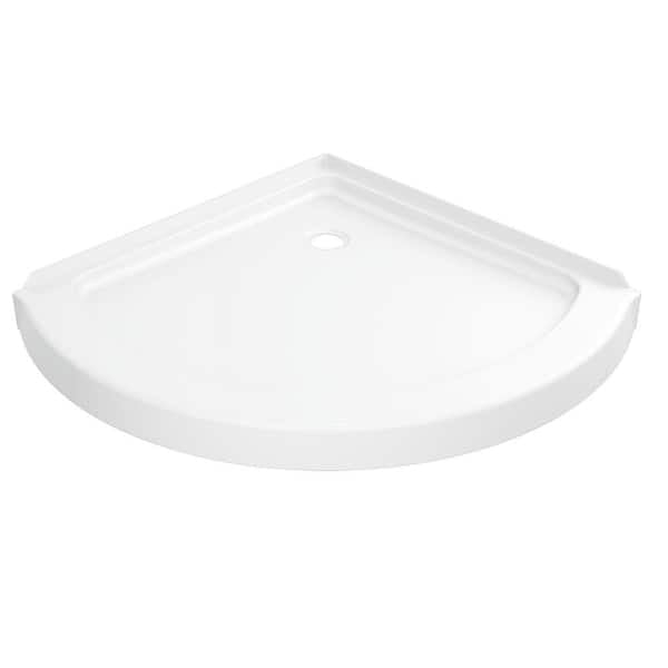 Classic 38 in. L x 38 in. W Corner Shower Pan Base with Corner Drain in White