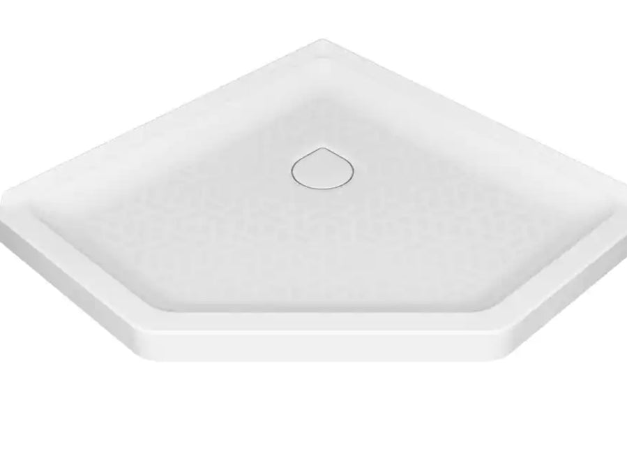 Ovation Curve 38 in. L x 38 in. W Corner Shower Pan Base with Center Drain in Arctic White